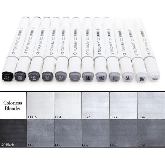 

SALE TOUCHNEW GRAY TONES ART MARKER SET ALCOHOL BASED DUAL TIPS (12PCS) - COOL GRAY PERALATAN