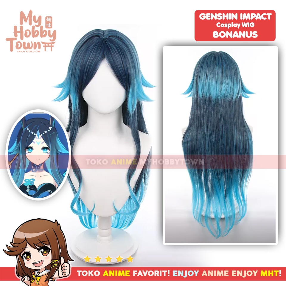 Wig Cosplay Anime Game Genshin Impact : Bonanus Rambut Palsu