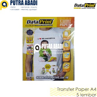 

T-Shirt Transfer Paper Data Print 120gsm 5 Lembar