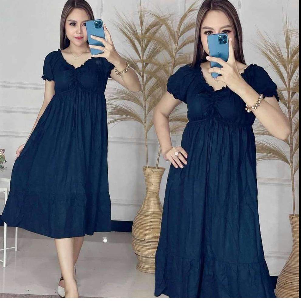 Baju Daster Elsa Ikatan Cinta Model Serut Dada lengan Pendek Pakaian Tidur Wanita Bahan Rayon Kekini