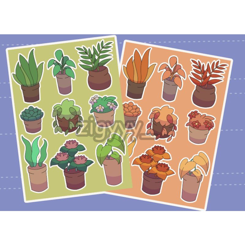 

Stiker tumbuhan illustrasi digital