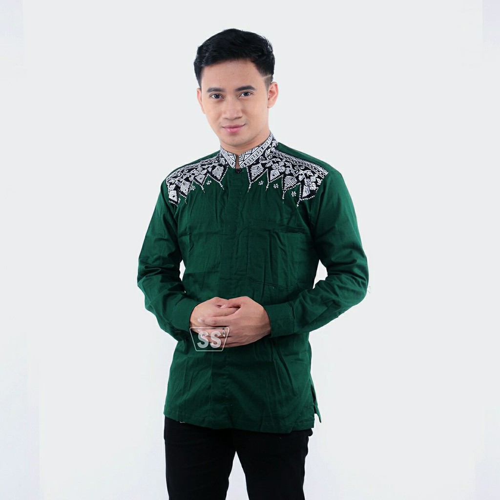 Baju koko bordir lengan panjang modern/Koko batik lengan panjang/Baju koko pekalongan/Batik wulan