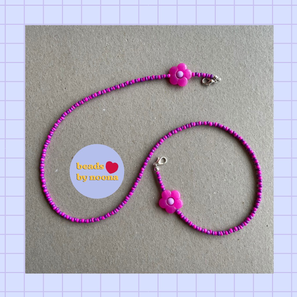 magenta pansy | mask strap tali masker manik korea beads kpop idol