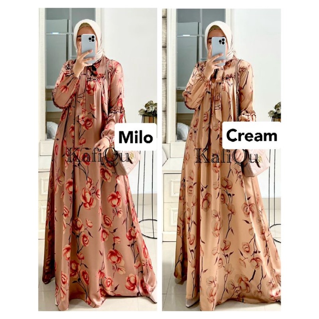 Agni 5 Dress original Kafiqu.id Nunulolo Gamis Dior brown silk
