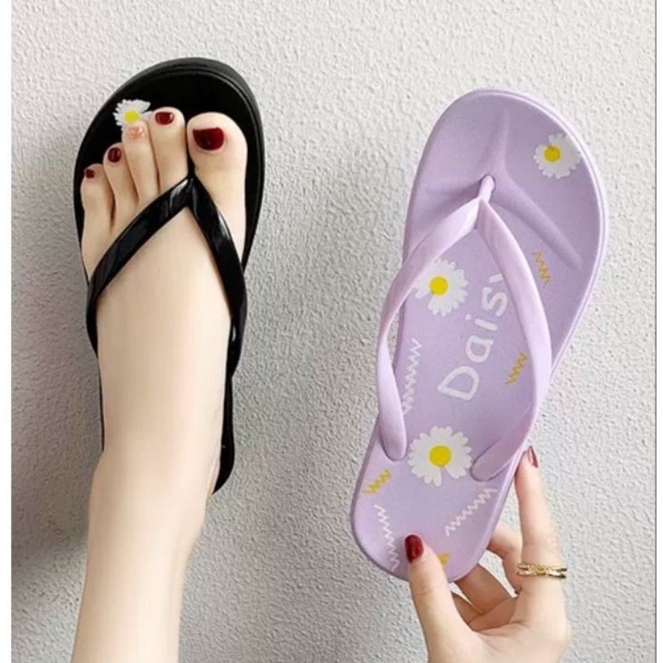 Sandal Sliper Motif Matahari Sendal Jepit Flip Flop Wanita Daisy  Bahan Spon Terbaru