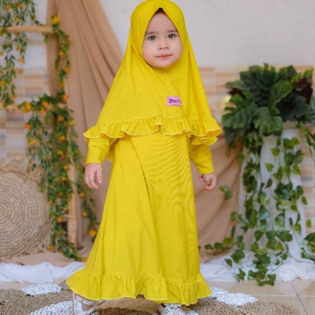 Gamis Rempel by Zhavira - Lime - Gamis Bayi Balita Anak Perempuan