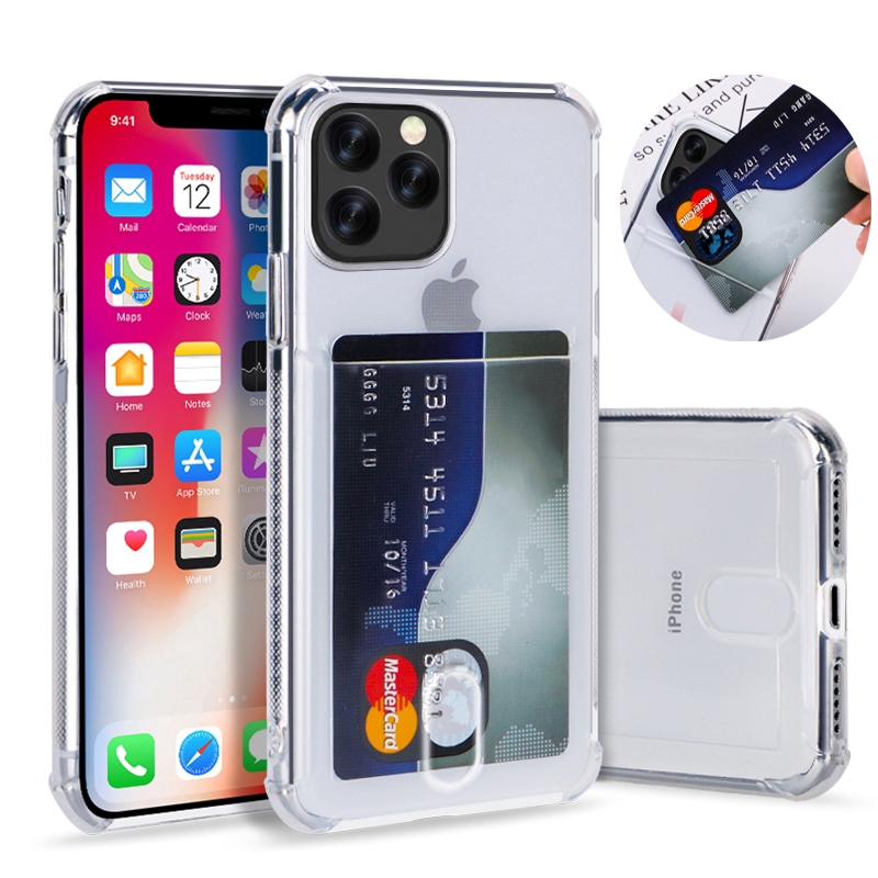 Casing Transparan Dengan Slot Kartu Untuk Iphone 6 7 8 Plus 11 Pro 11