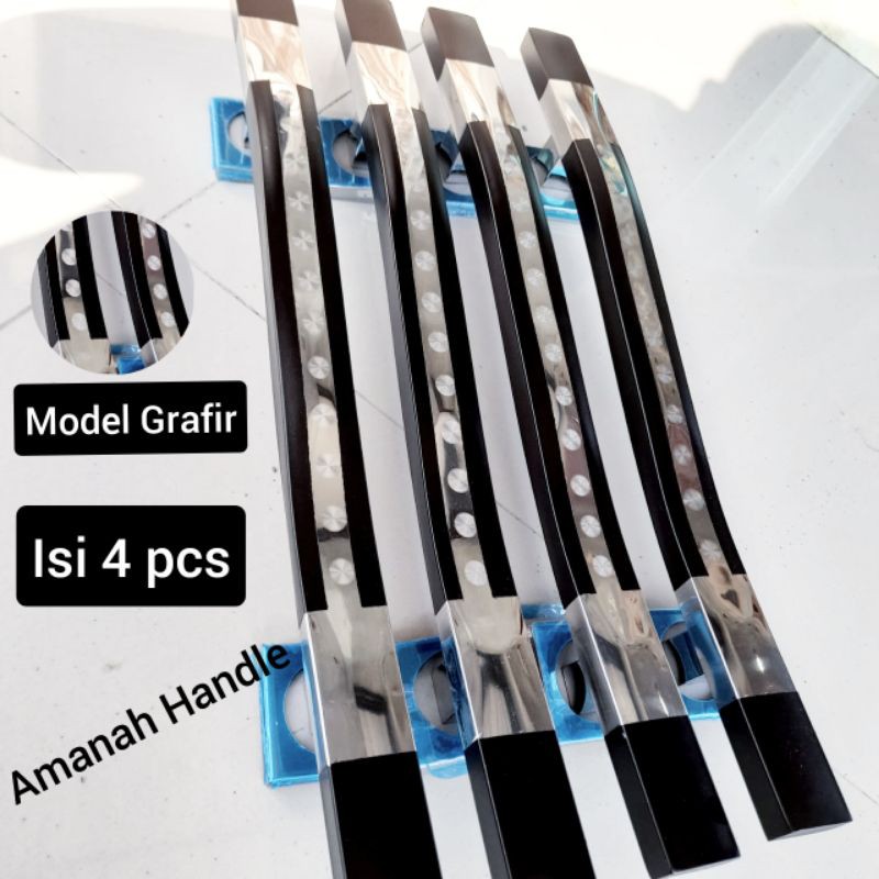 4pcs Handel pintu 45cm hitam grafir - gagang tarikan pintu rumah