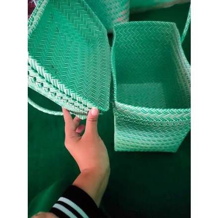 "OMB.26Au22ᴶ" tas anyaman plastik /tas belanja/tas Hantaran/tas tutup cantik