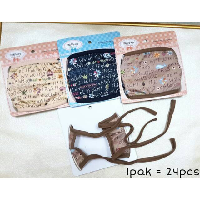 masker mulut bahan kain motif abjad