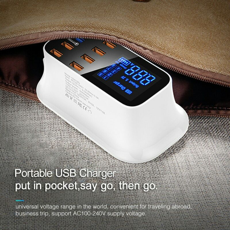 UsLion Charger USB Charging Station USB Type C + Type A 8 Port LED Display - YC-CDA19Q