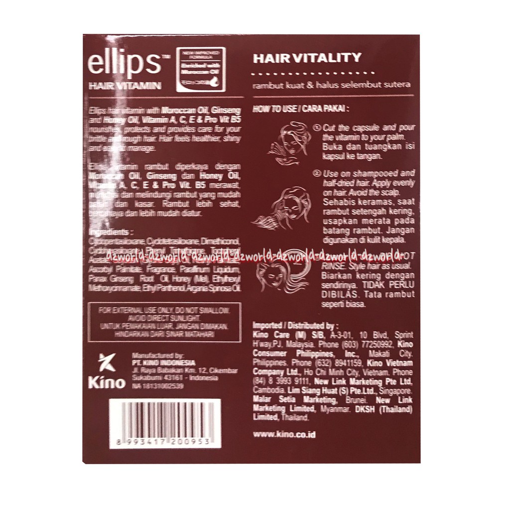 Ellips Hair Vitamin With Ginseng &amp; Honey Oil Vitamin Untuk Rambut Mudah Patah &amp; Kasar Isi 2 blister