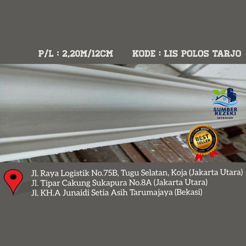 Lis/List Profil Gypsum Plafon, Motif Polos Tarjo 12cm