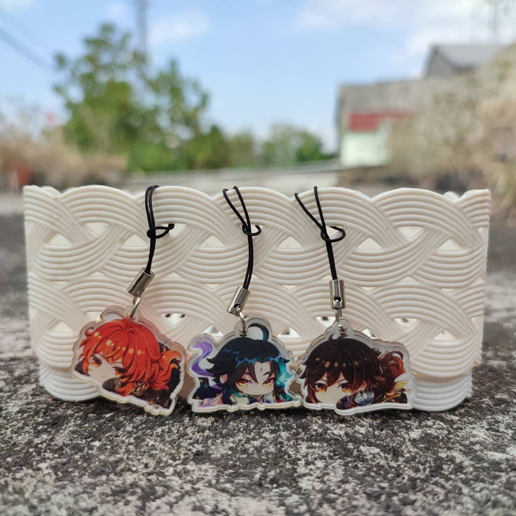 Strap Gantungan HP Game Genshin Impact Karakter - Variasi Male Character - Merchandise Anime Zhongli