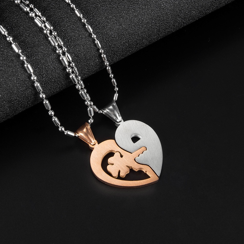 Kalung Couple KL136 Stainless Steel / Titanium Premium Fashion Wanita Kalung unik Lucu Keren Copel /Deluna/ BS