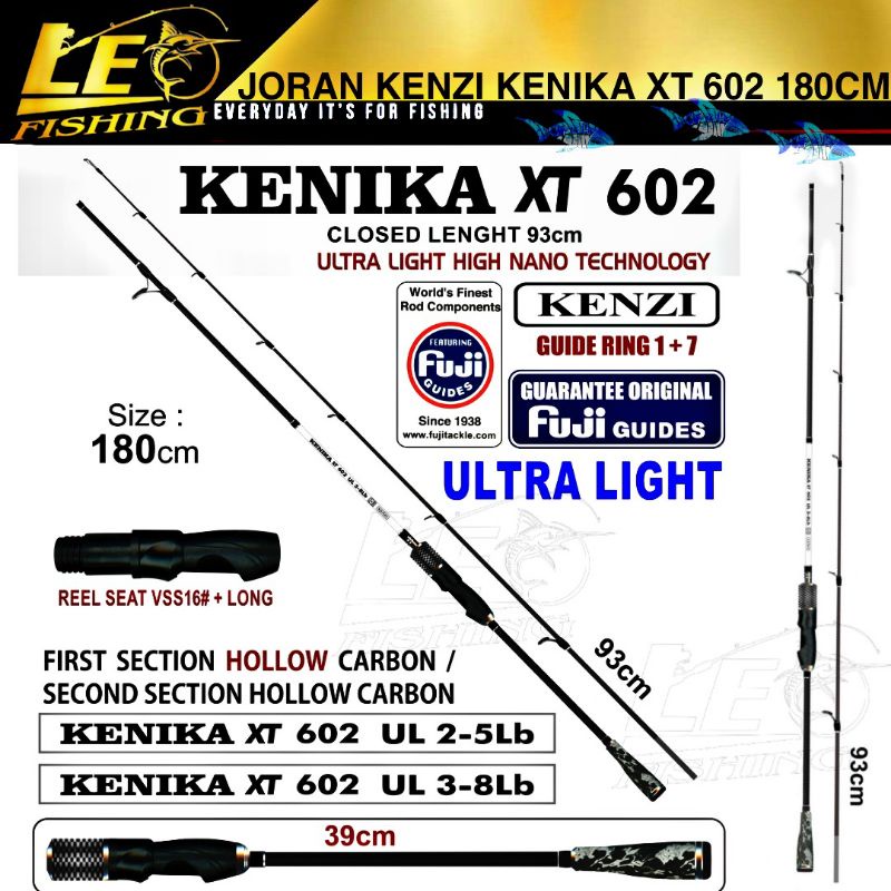 JORAN SPINNING CASTING ULTRA LIGHT KENZI KENIKA XT 602 UL 2-5LB PANJANG 180CM RING FUJI TERSEDIA 2-5