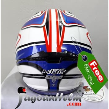 Unique KBC Helm VK EURO DARK VISOR   White Blue Red   DDring CLEAR FLAT VISOR