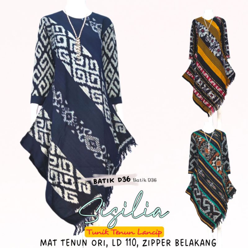 Tunik tenun Troso ori lancip sisilia Baju dress atasan wanita kerja kondangan pesta party adem jepar