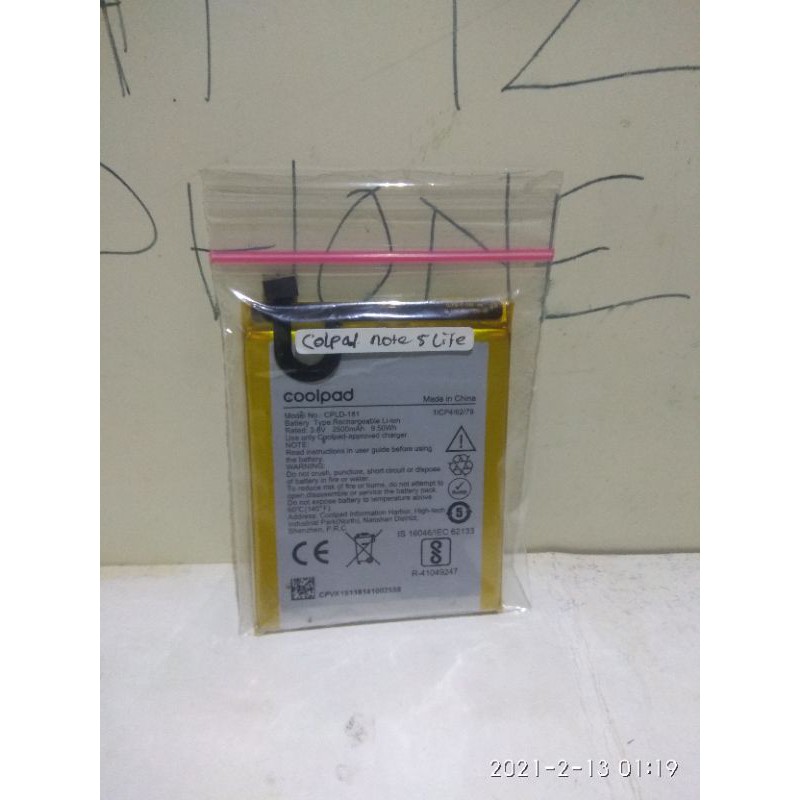 batrai coolpad note 5 lite