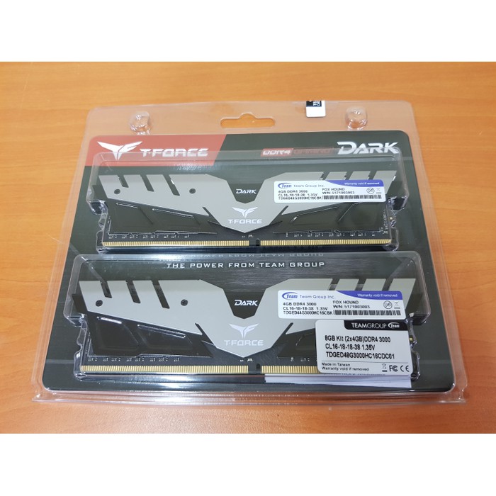 Ram DDR4 Team T-Force / TForce Dark Gray 3000Mhz PC24000 8GB (2X4GB)