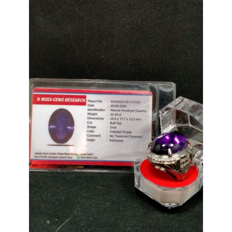 batu kecubung bungur asli natural bersertifikat siap pakai