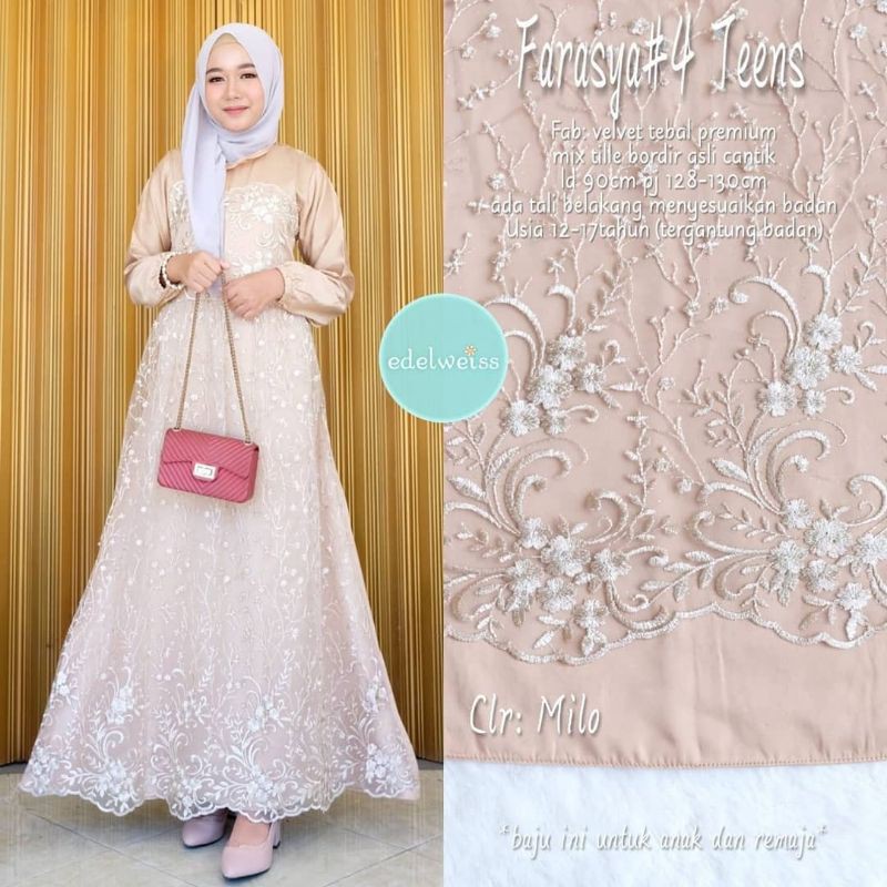 Farasya Dress Teen #4 Gamis Brukat Tile Remaja LD 90 Gamis Pesta Anak Remaja Gamis Brukat Tile Pakai Tali Gamis Anak Perempuan Cantik Gamis Kecil Dress Brukat Anak anak Gamis Kondangan Dress Muslimah Dress Muslim Gaun Pesta