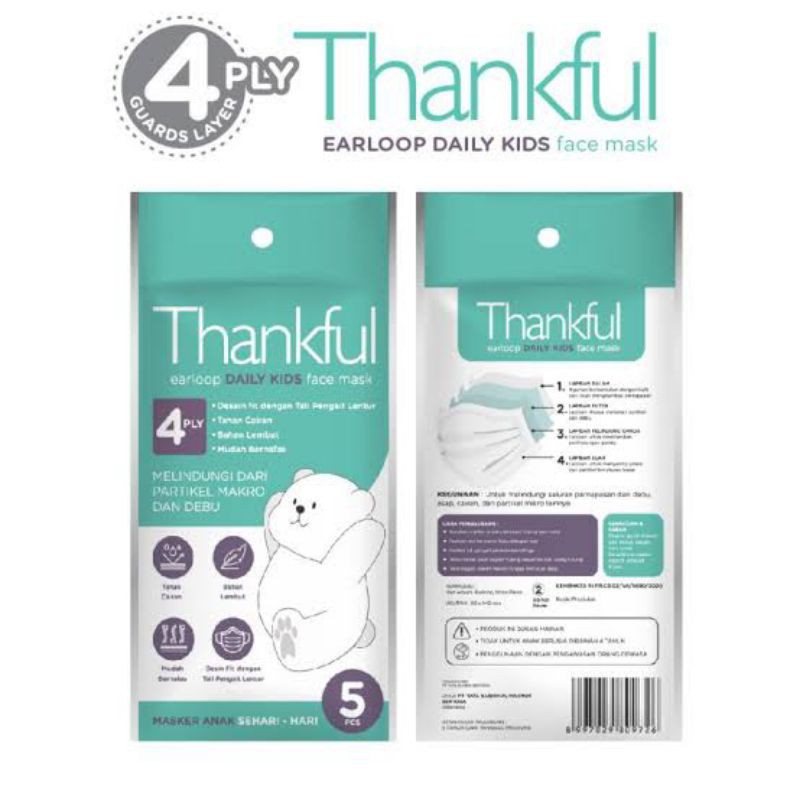 Thankful Masker kids 4ply isi 5pcs