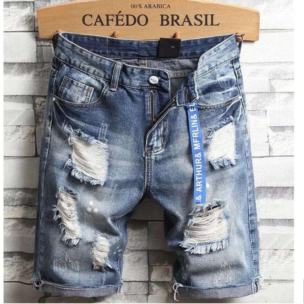 [KODE PFLAJ] Celana pendek jens sobek distro bandung cowok keren celana levis celana denim model sob