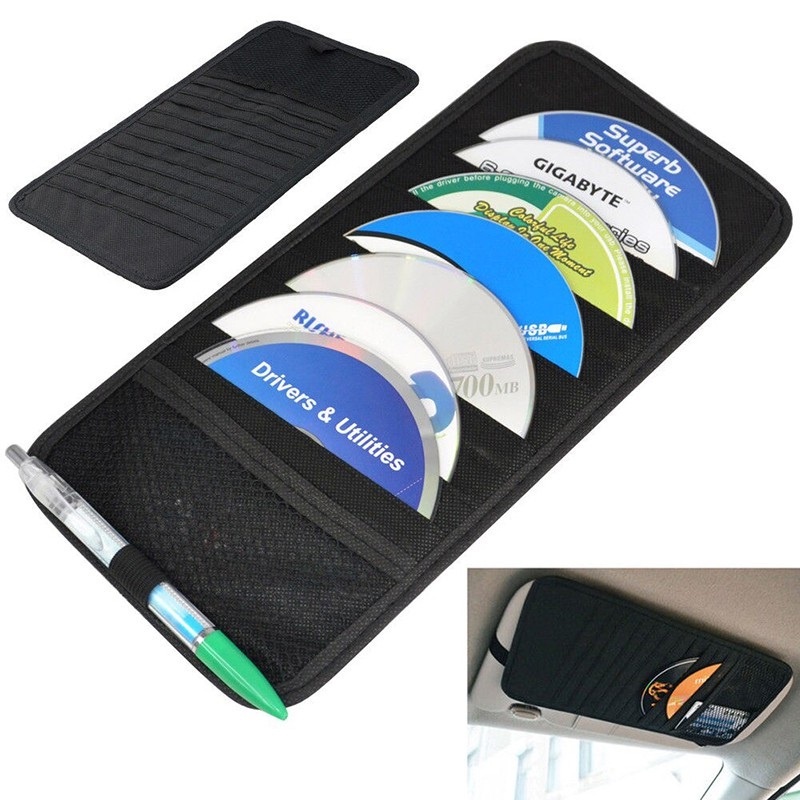 Sunvisor Mobil Tempat Disc CD DVD Organiser Kaset Disc di Mobil Tempat CD Mobil Tas Organizer Sarung CD DVD Car Sun Visor - WARNA ACAK