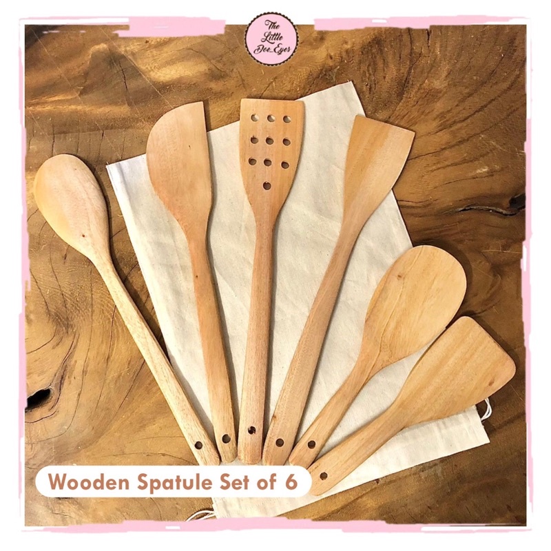 Wooden Spatule Set of 6 (Sutil kayu untuk masak)