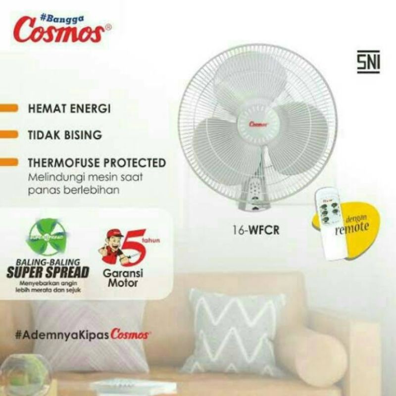 Kipas Dinding Cosmos 16WFCR Remote Control - Kipas Dinding Cosmos 16WFC - Wall Fan Cosmos 16inch