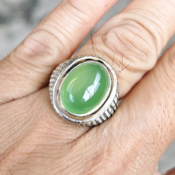 Batu Cincin Natural Ijo Apel Green Chalcedony