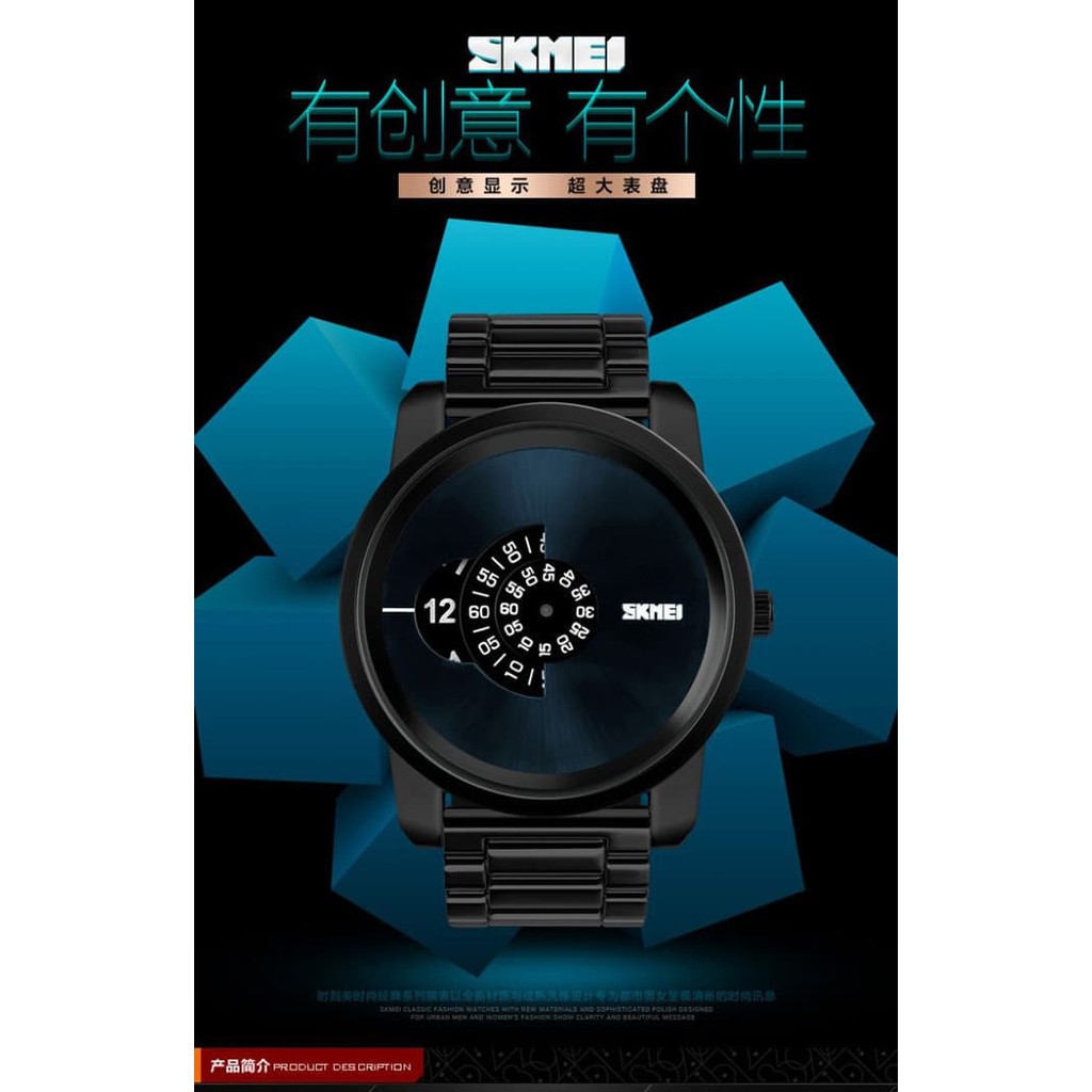 HOT SALE Jam Tangan Original Pria Skmei Rantai Analog Casio Gshock Keren Hitam TERLARIS