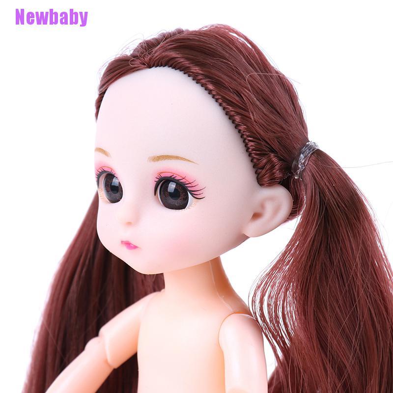 (Newbaby) Mainan Boneka Bayi Mini 13 Dengan Rambut Pink / Silver Ukuran 16cm Naked