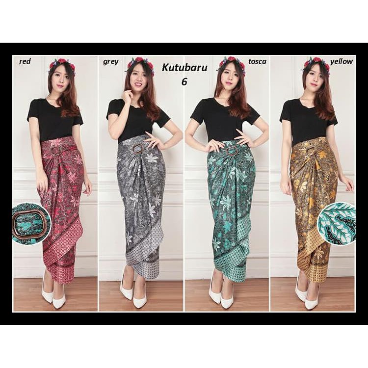 100% BERKUALITAS ROK KUTUBARU #6 ROK LILIT WANITA KAIN BATIK ROK KERJA MODERN A026 - HIJAU TUA