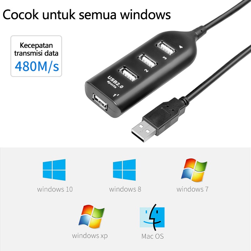 USB HUB 4 Port | Terminal USB 4 in 1 50 cm 4 output