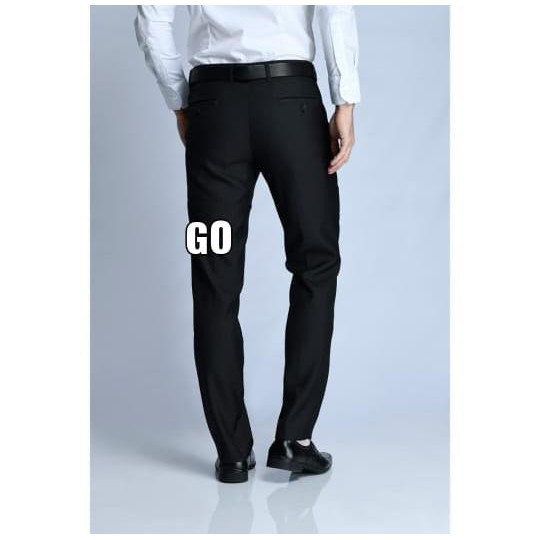 gos CARDINAL FORMAL SLIMFIT Celana Panjang Hitam Pria Sopan Formal Teflon Streacth Motif Super Black