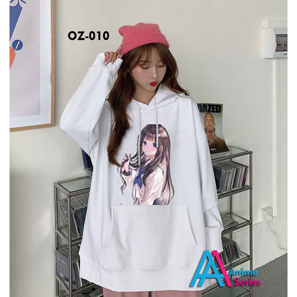 AA1 - Hoodie Anime Series Jumbo OVERSIZE Fleece Cewek Wanita || COD Bayar Dirumah