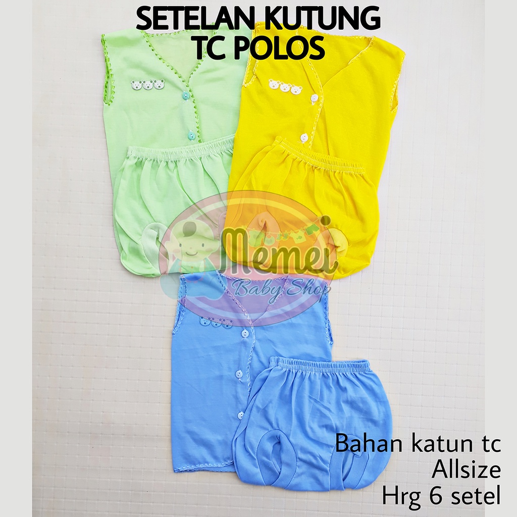 1 LUSIN (12 set) Setelan bayi kutung POLOS harga grosir