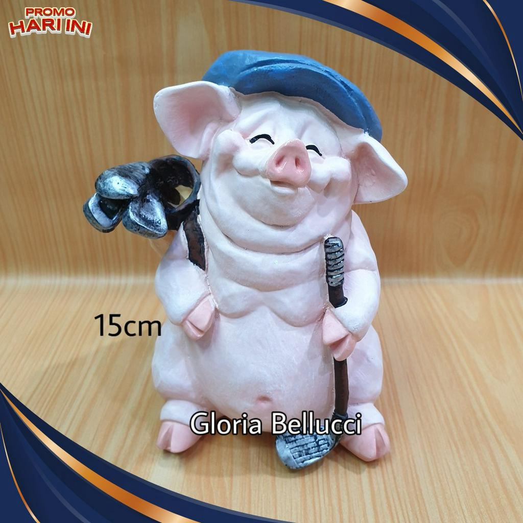 SERU patung pajangan babi golf miniatur pig piggy
