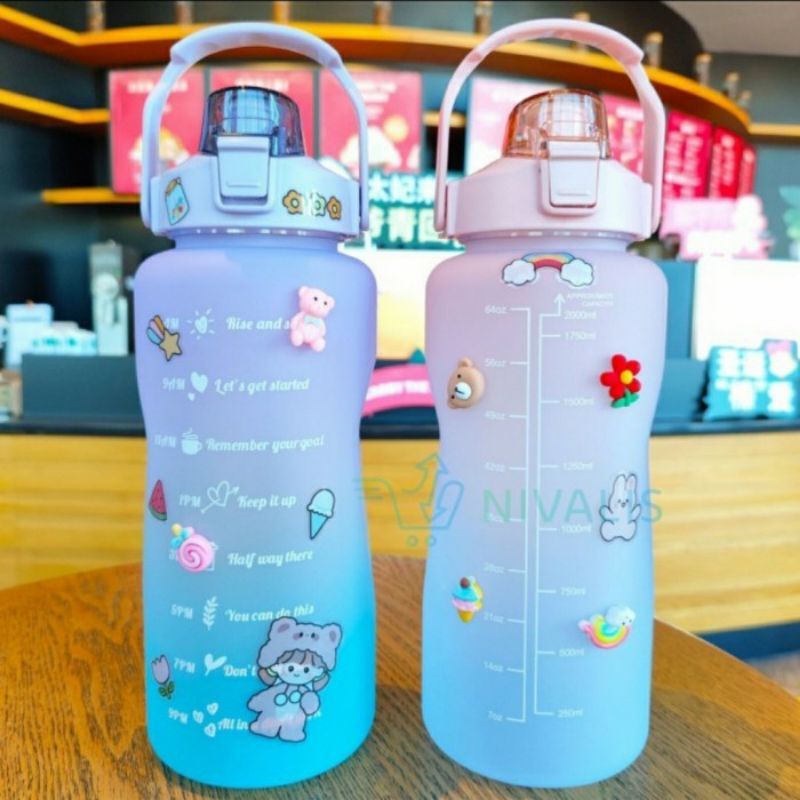 BOTOL VIRAL 2LITER 2000ML FREE STIKER 2D SAMA 3D BOTOL MINUM VIRAL 2L - BOTOL MINUM LUCU / CUTE - PELANGI ACCESORIES 88