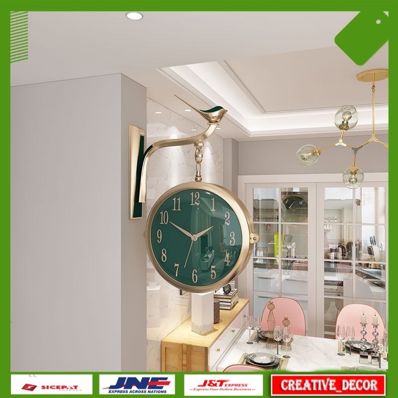 Jam Dinding Aesthetic Dekorasi Dinding Resin Hanging 3D Wall Clock Double Sides Quartz Watch Home De