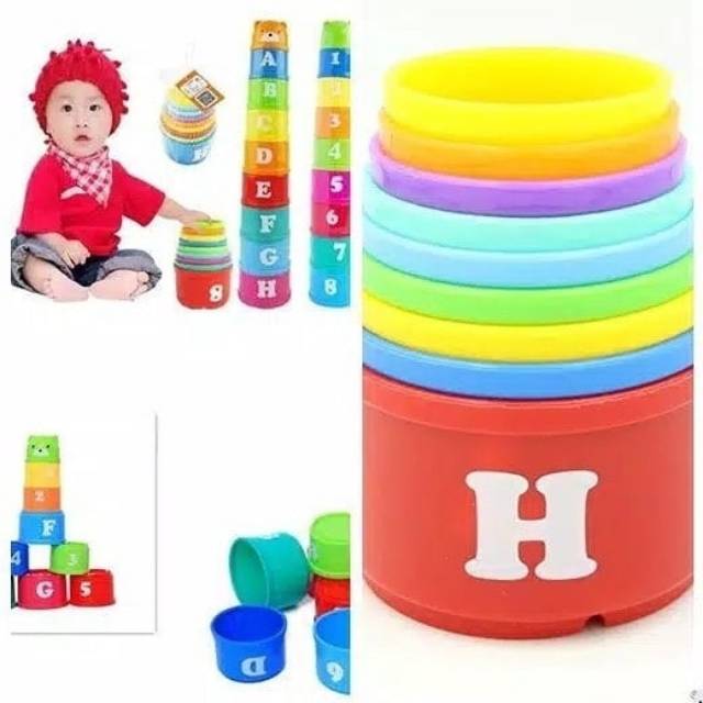 Stacking cup gelas susun anak mainan edukasi education play activity kids child stack baby toodler