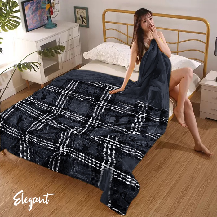 COD - Selimut Bulu Halus Ukuran  175x125cm Motif Dewasa-Elegant