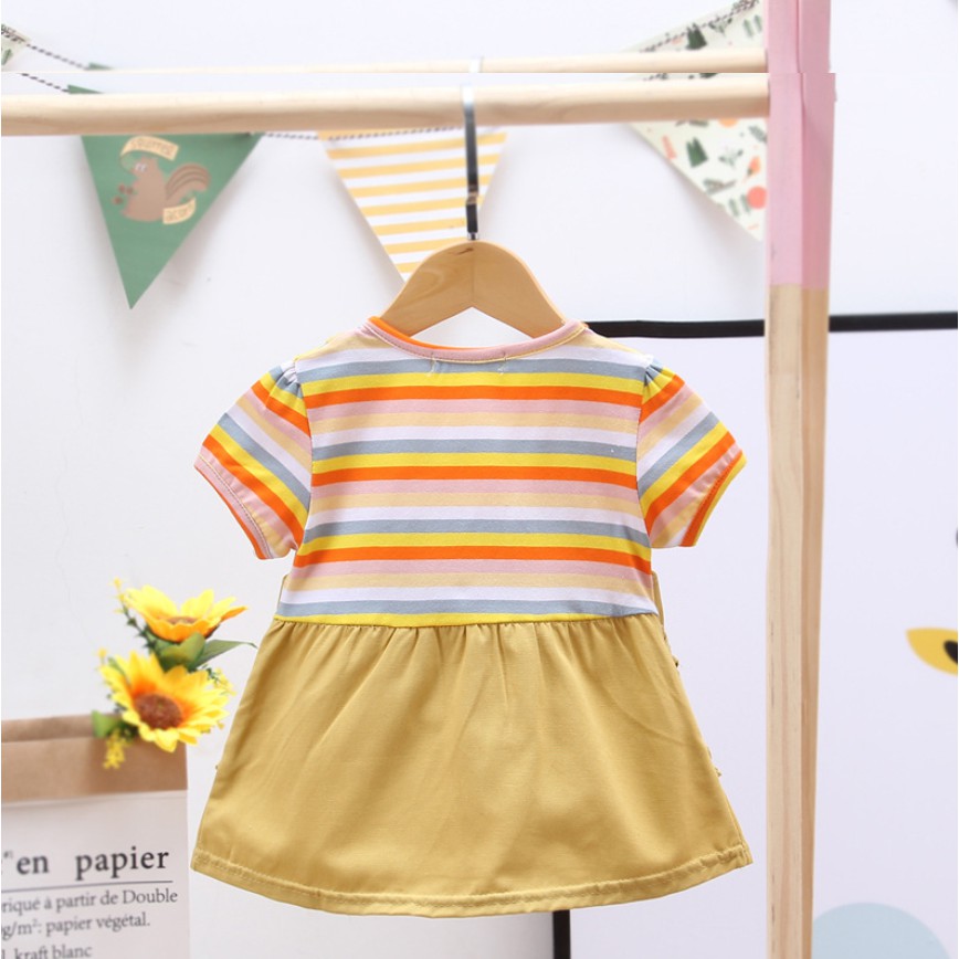 Dress 0-3 Tahun Gaun Baju Bayi Import Pakaian Anak Perempuan Kucing Cat Rainbow Cewek