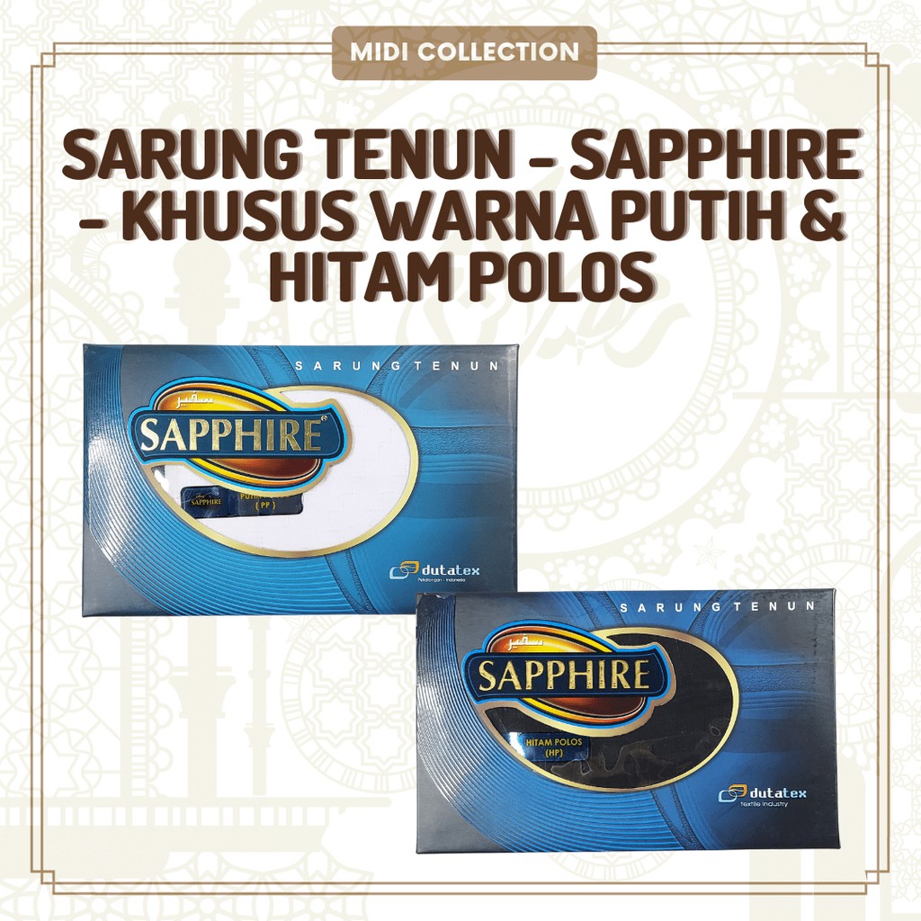 Kain Sarung Tenun Merek SAPPHIRE Khusus Hitam dan Putih Polos