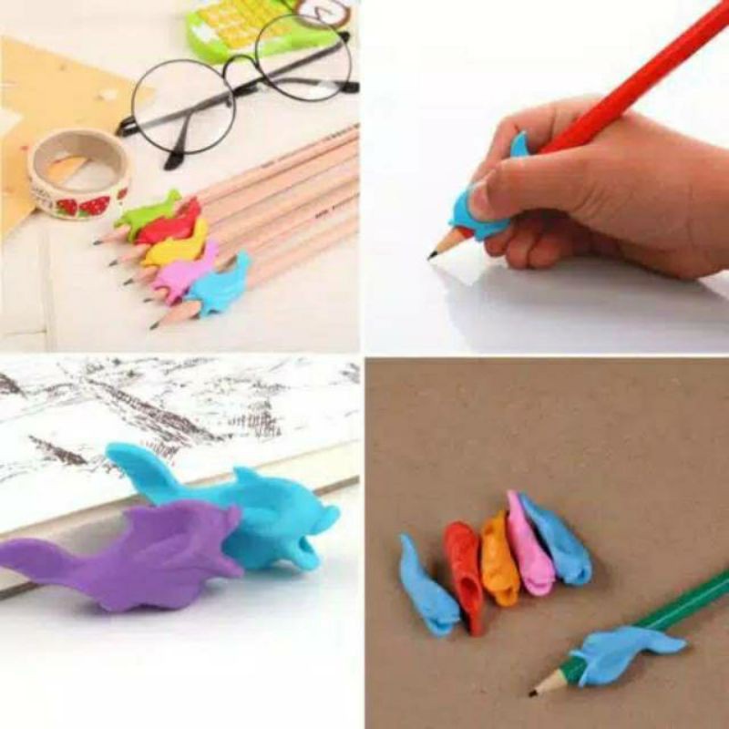 

ALAT BANTU MENULIS TULIS BENTUK IKAN PEGANG PENSIL PENCIL GRIP HOLDER 1 LUBANG DOLPHIN