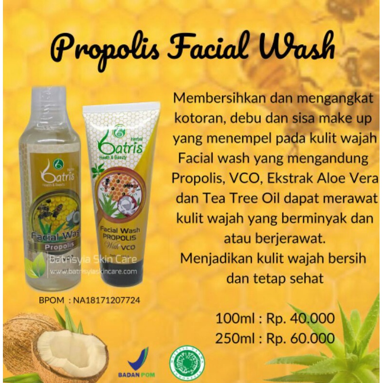 Facial wash batrisyia herbal 100ml 250ml sabun cuci muka untuk pembersih wajah berminyak berjerawat dan normal