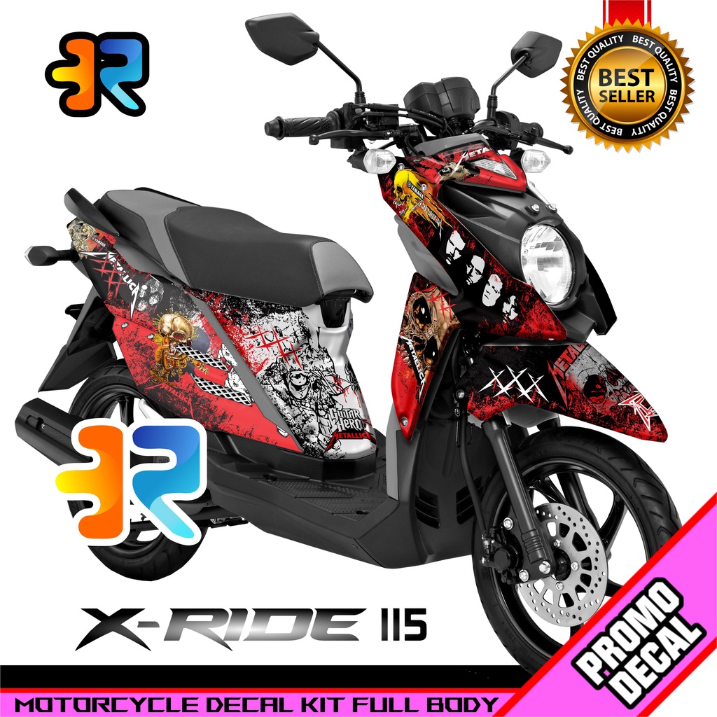 Decal Motor XRide 115 Desain Metal Militia Sticker Decal X-Ride 115 Full Body