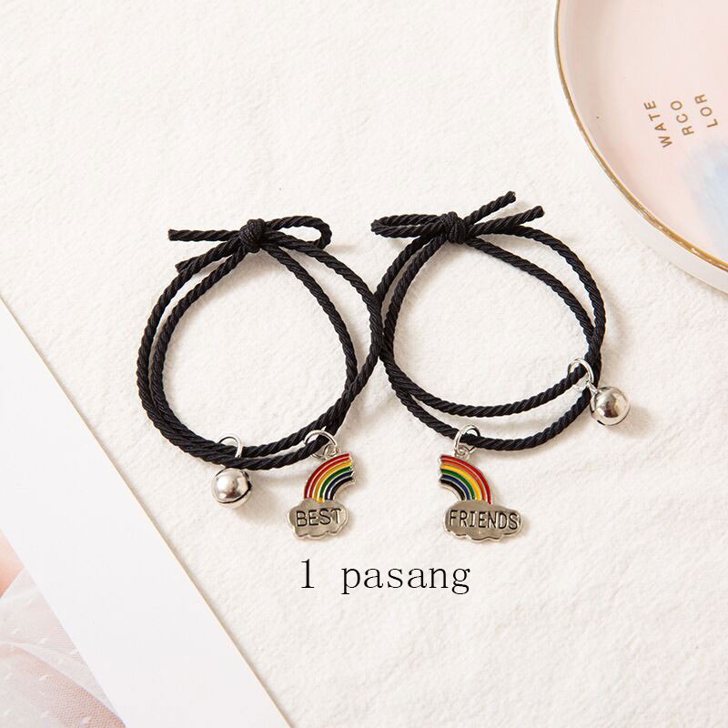 Tai Chi Yin dan yang 2 pcs Gelang Couple Magnet Pasangan Liontin Kreatif Pesona Gelang Perhiasan Hadiah Kekasih/ Couple Magnetic Attract Braided❤Yimi❤-#10